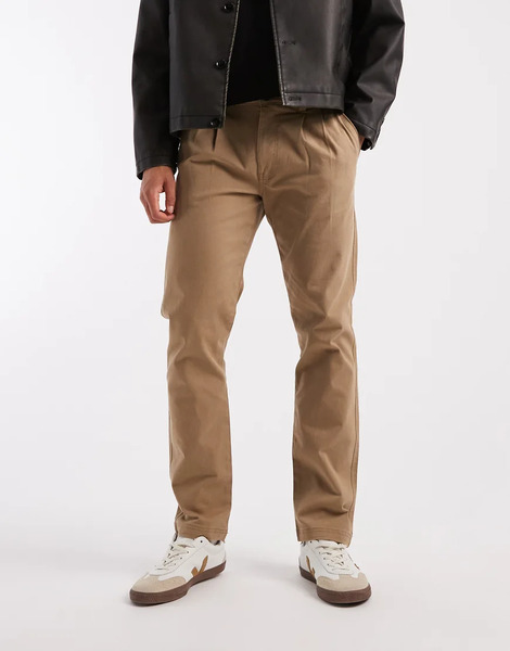  Threadbare Loose Fit Chino Trousers In Dark Stone Neutral 