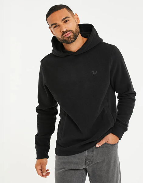  Threadbare Microfleece Pullover Hoodie In Black 