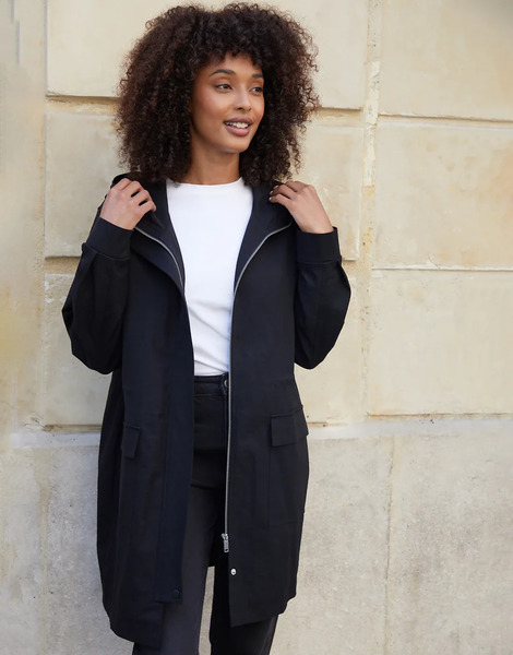  Threadbare Mid Length Hooded Mac In Black 