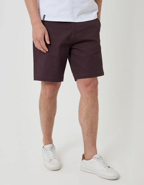 Threadbare Patterned Stretch Chino Shorts With Belt In Burgundy Red 