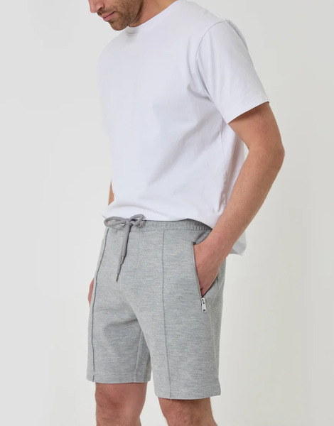  Threadbare Pique Pleated Sweat Shorts In Light Grey 