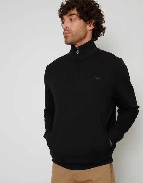  Threadbare Quarter Zip Sweatshirt In Black 