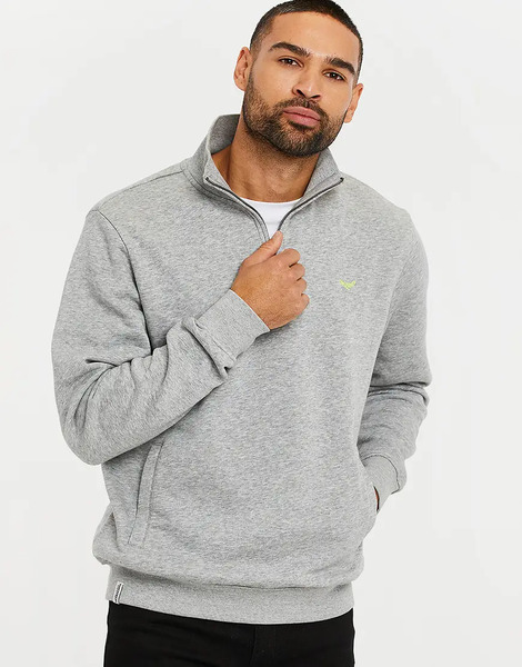  Threadbare Quarter Zip Sweatshirt In Grey 