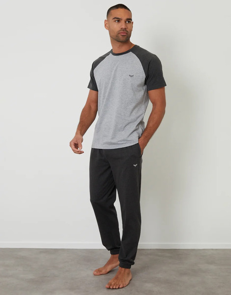  Threadbare Raglan Short Sleeve Lounge Set In Grey 