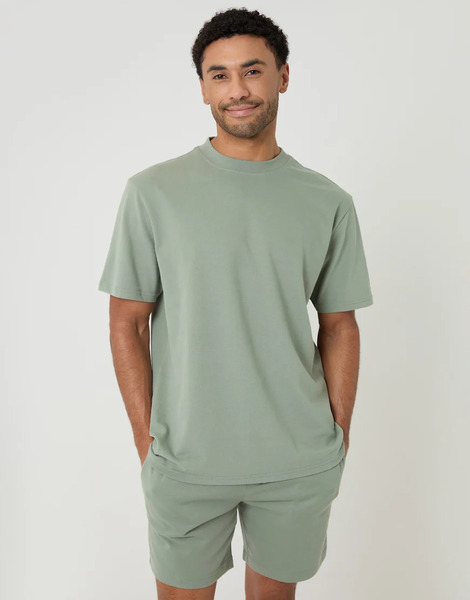  Threadbare Relaxed Fit Short Lounge Set In Green 