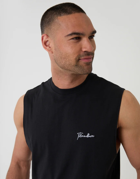  Threadbare Relaxed Fit Sleeveless Short Lounge Set In Black 