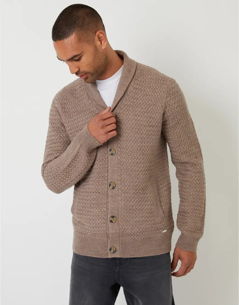  Threadbare Shawl Collar Knitted Cardigan In Taupe Neutral 
