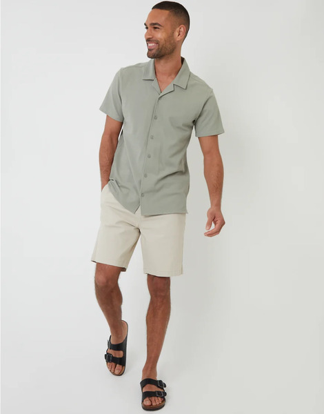  Threadbare Short Sleeve Shirt In Sage Green 