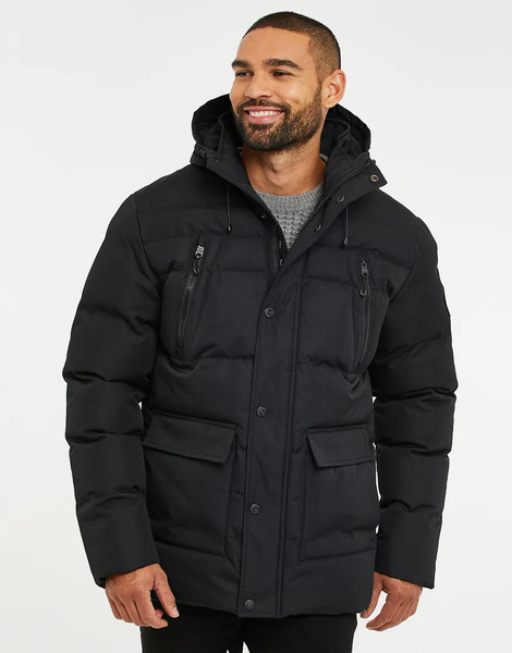  Threadbare Showerproof Hooded Padded Jacket In Black 