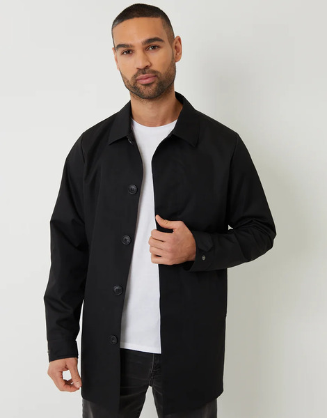  Threadbare Showerproof Longline Tailored Mac In Black 