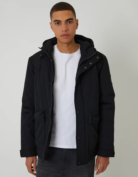  Threadbare Showerproof Microfleece Lined Padded Coat In Black 