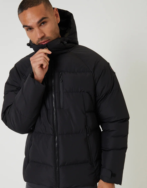  Threadbare Showerproof Ripstop Hooded Padded Coat In Black 