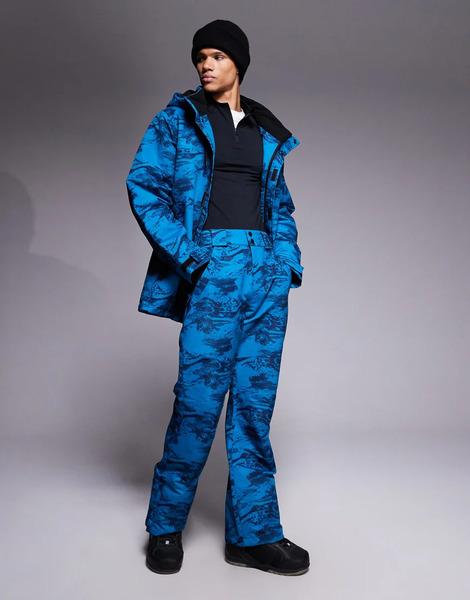  Threadbare Ski Trousers In Blue And Navy Print 