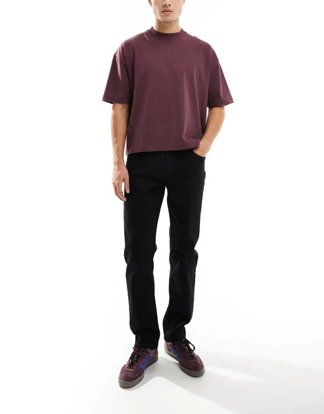 Threadbare Straight Fit Jeans In Black 
