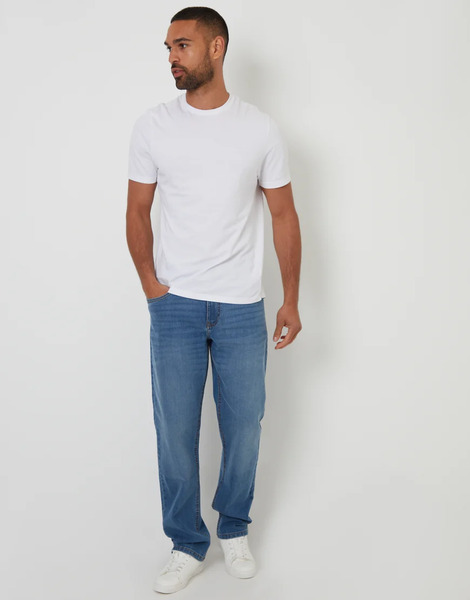 Threadbare Straight Fit Jeans With Stretch In Pale Blue 