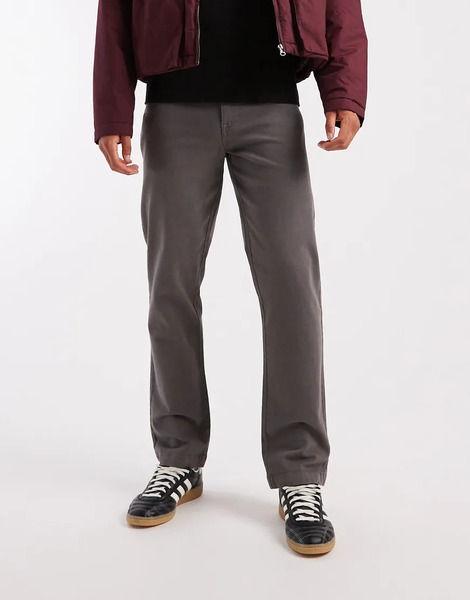  Threadbare Straight Leg Chino Trousers In Slate Grey 