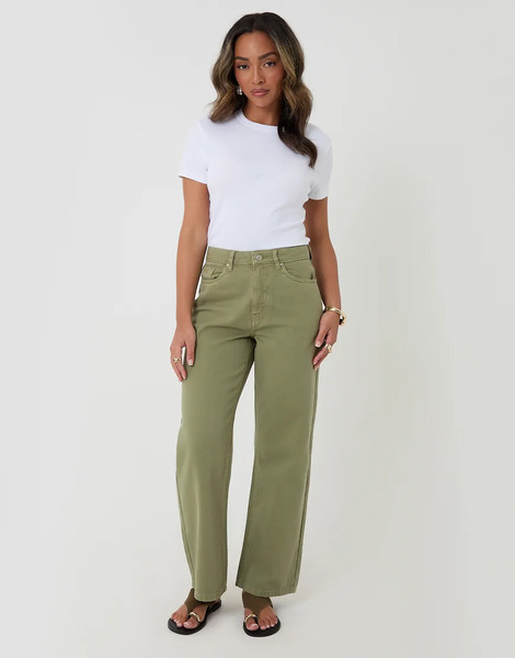  Threadbare Straight Leg Jeans In Pale Green 