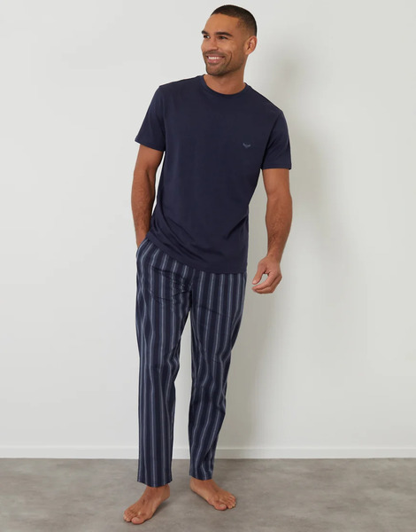  Threadbare Stripe Pyjama Set In Navy 