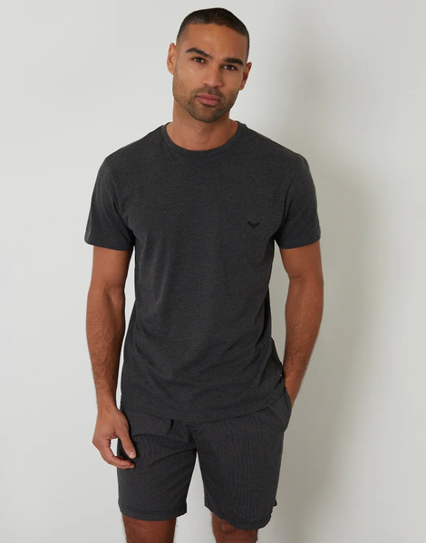  Threadbare Stripe Short Pyjama Set In Grey 