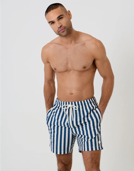  Threadbare Swim Shorts In Blue And White Stripe 