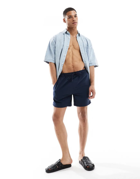  Threadbare Swim Shorts In Navy Seersucker 