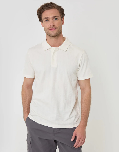  Threadbare Textured Cotton Polo Shirt In Natural Neutral 