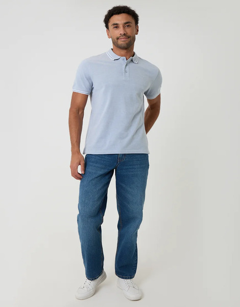  Threadbare Two Tone Cotton Pique Polo Shirt In Pale Green 