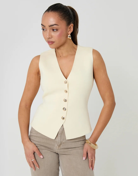  Threadbare V Neck Knitted Waistcoat In Lemon Yellow 