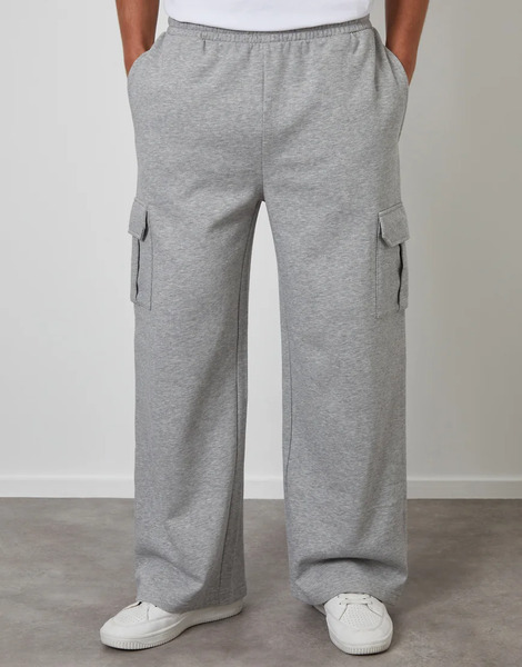  Threadbare Wide Leg Cargo Joggers In Light Grey 