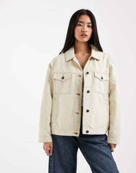  Timberland Canvas Trucker Jacket In Putty Neutral 