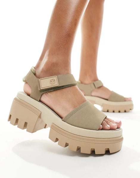  Timberland Everleigh Platform Sandal In Stone Neutral 