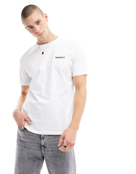  Timberland Small Script Logo T Shirt In White 