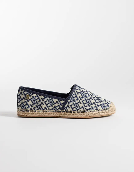  Tommy Hilfiger Monogram Jacquard Espadrille In Navy 