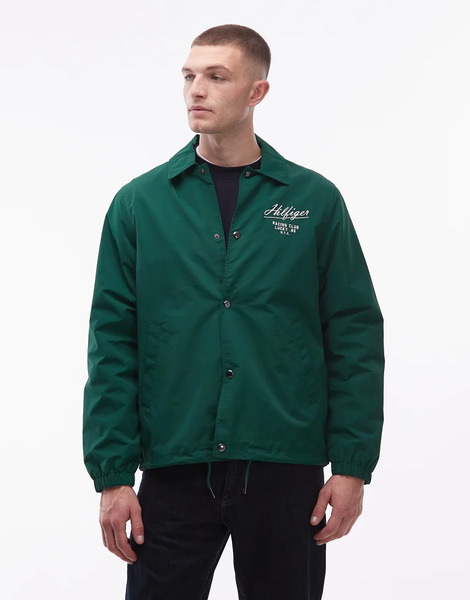  Tommy Hilfiger Racing Style Coach Collared Jacket In Green 