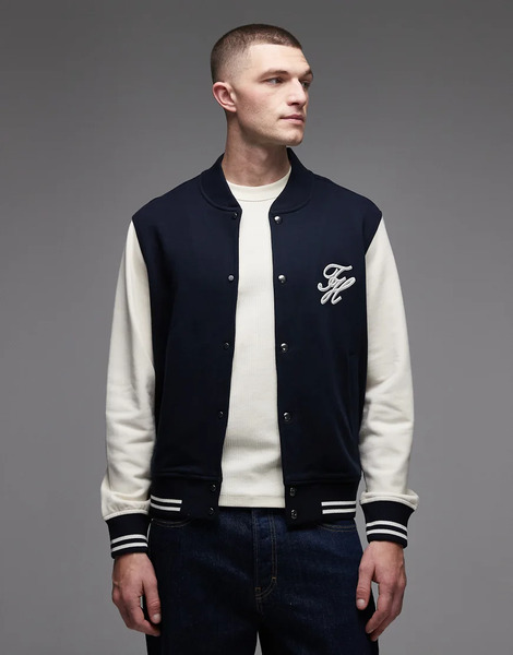  Tommy Hilfiger Script Colour Block Jacket In Navy 