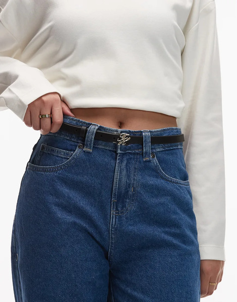  Tommy Hilfiger Script Logo Belt In Black 