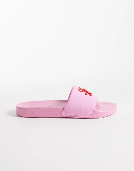  Tommy Hilfiger Script Logo Pool Sliders In Pink 