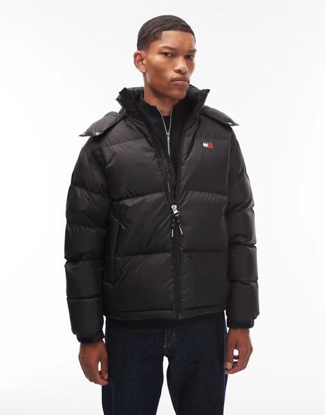  Tommy Jeans Alaska Down Puffer Jacket In Black 