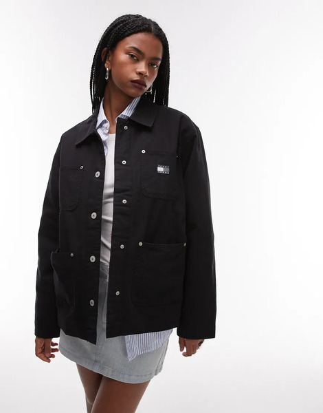  Tommy Jeans Chore Jacket In Black 