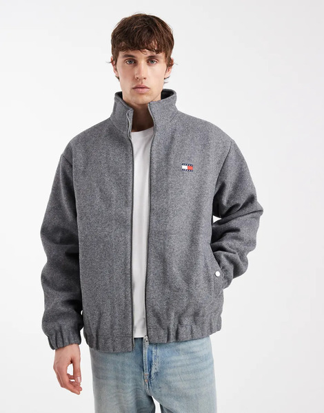  Tommy Jeans Essential Wool Padded Jacket In Grey 