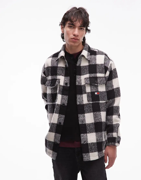  Tommy Jeans Overshirt In Black Check 