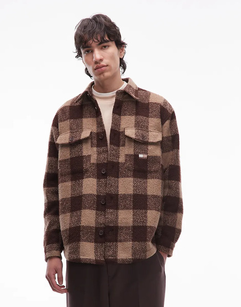  Tommy Jeans Overshirt In Brown Check 