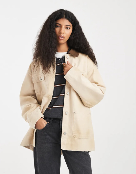  Tommy Jeans Oversized Chore Jacket In Beige Neutral 
