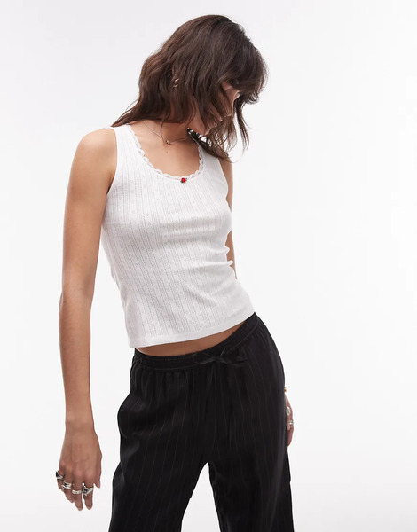  Tommy Jeans Pointelle Vest In White 