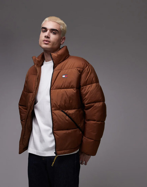  Tommy Jeans Puffer Jacket In Brown 