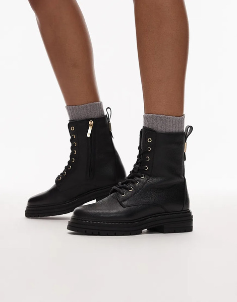  Tommy Hilfiger Lace Up Boot In Black 
