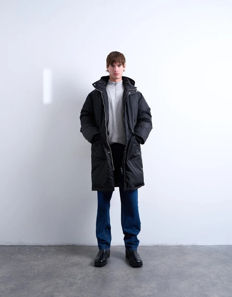  Topman Double Pocket Parka In Black 