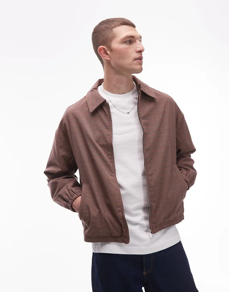  Topman Harrington Jacket In Check Multi 