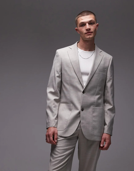  Topman Relaxed Suit Jacket In Stone Neutral 