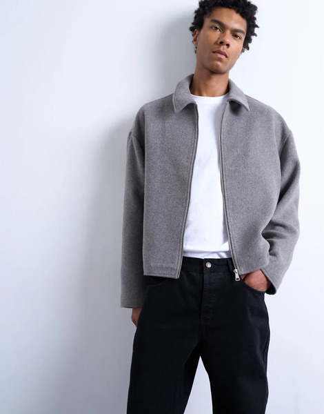  Topman Wool Blend Jacket In Charcoal Grey 